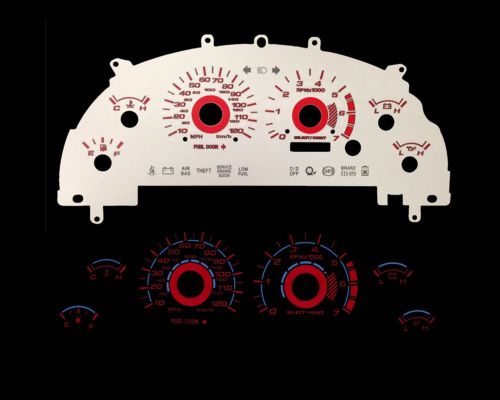 99-04 mustang 3.8 v6 red indigo glow white gauges 99 00 01 02 03 04 (i-116)