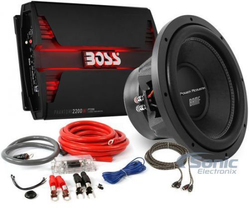 Boss + power acoustik bass bundle: 12&#034; subwoofer + monoblock amplifier &amp; kit