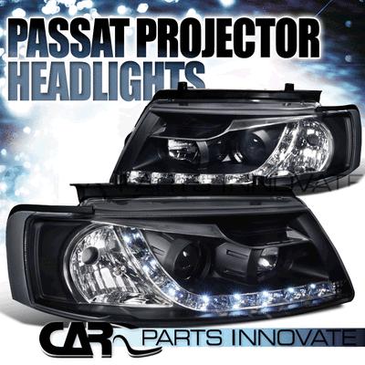 For 1997-2000 vw passat b5 r8 led loop black projector head lights lamp