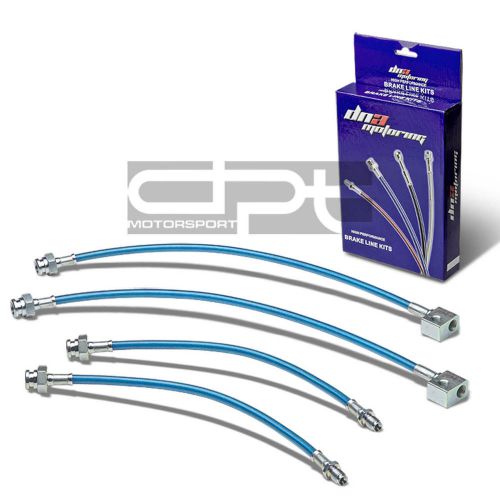 For civic em1 replacement front/rear stainless hose blue pvc coated brake lines