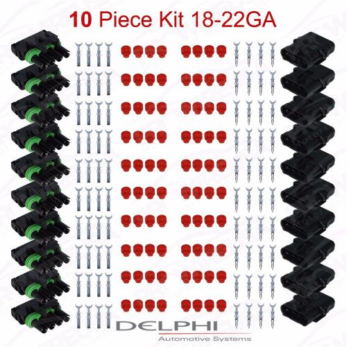 Delphi weather pack 4 pin sealed connector kit 12-10 ga !!!10 complete kits!!