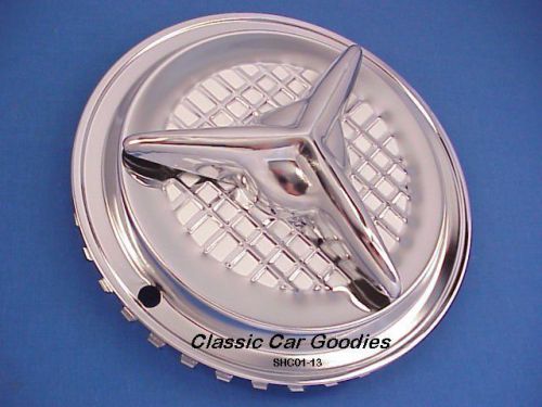 Hub caps (4) classic &#034;fiesta&#034; chrome 13&#034; hot rod rat