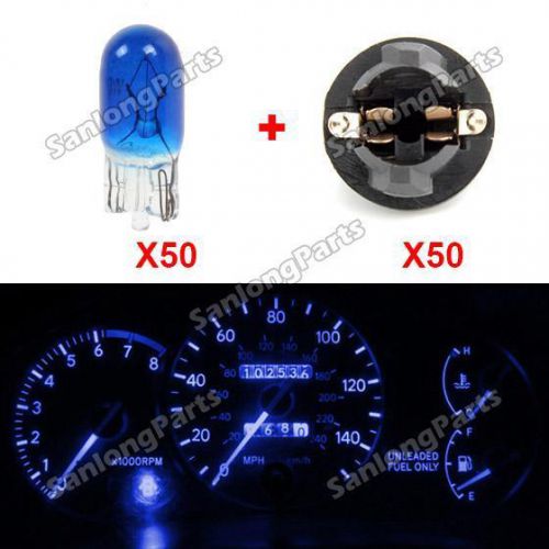 50pxt10 blue halogen bulbs+twist locks sockets instrument panel light pc194