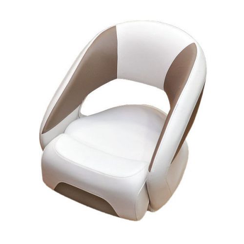 Brown / white marine boat captain / bolster seat - single