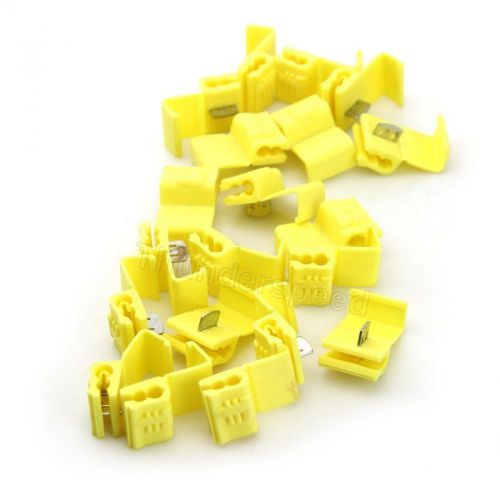 20pcs lock wire electrical cable connectors quick splice terminals crimp yellow