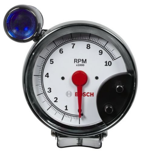 Bosch 5&#034; chrome tachometer white / chrome super tach iii fst7914  authorized