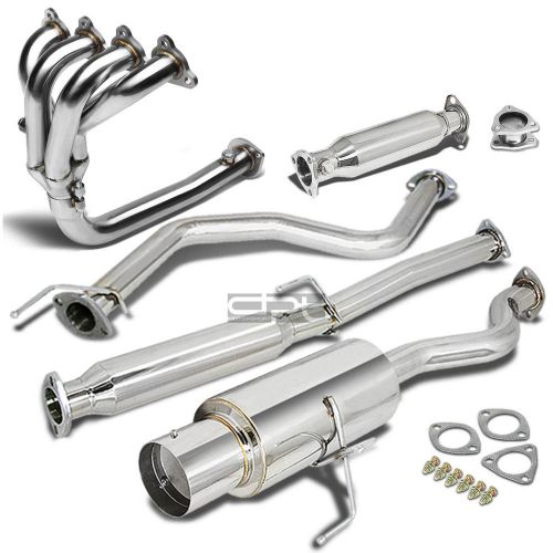 For 96-00 ej6 4.5&#034; muffler tip stainless steel catback+4-1 header+pipe exhaust