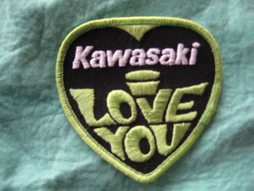 Vintage kawasaki i love you motorcycle racing team patch 3 1/4&#034; x 3 1/8&#034;