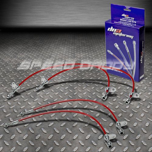 Front+rear stainless steel hose brake line for 88-91 honda crx ed8/ed9 red