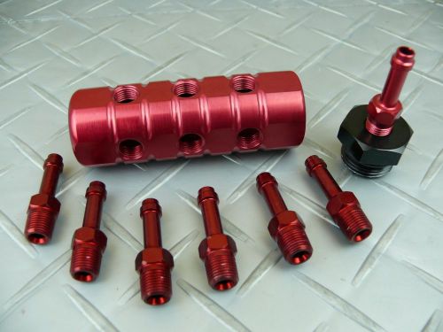 Red s-max v6 vacuum distribution block manifold w/ fittings 1/8npt -10an