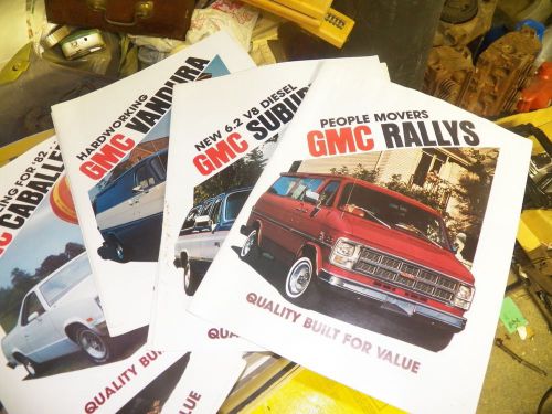 1982 gmc sales brochures 9 pcs caballero, jimmy, vandura, trucks  free shipping