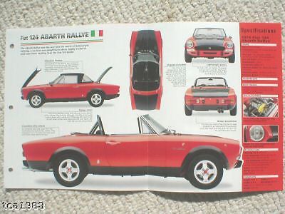 Fiat 124 abarth rallye spec sheet/brochure:1974,1975,