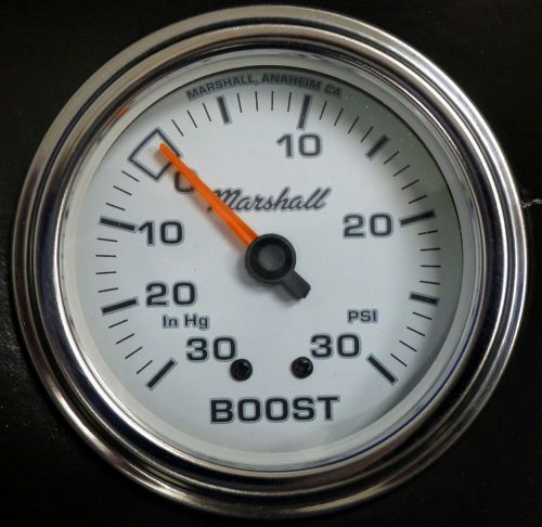 Marshall comp ii 3211 mecanical vacuum boost gauge 2 5/8&#034; white dial 30hg 30psi