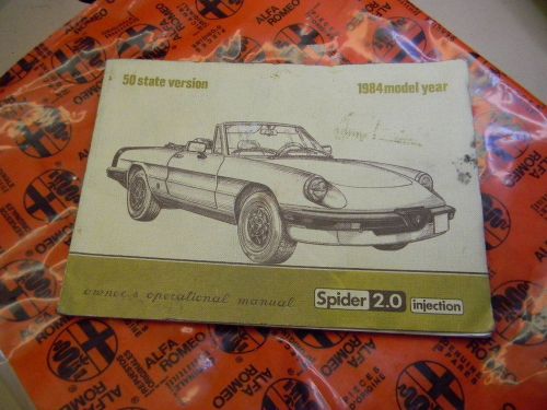 Alfa romeo spider 1984 owners manual