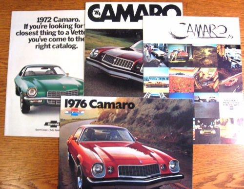 Chevy camaro brochure lot: 1972 1974 1975 1976, 4 pcs, xlnt original z28