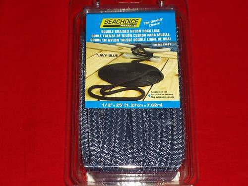 Dock line double braided 1/2&#034; x 25&#039; navy blue seachoice 39871