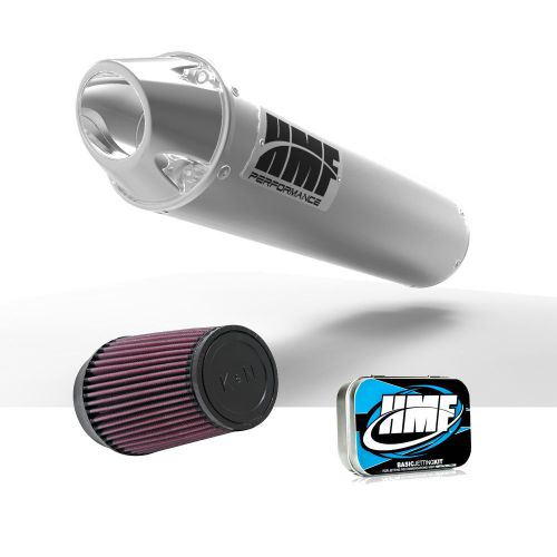 Hmf honda trx 450r 2006 brushed/pol euro slip on exhaust muffler + jet + kn