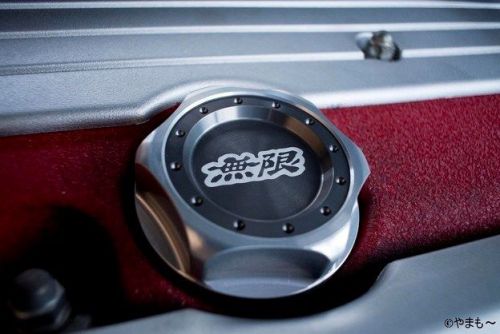 Jdm mugen emblem brushed gray twist on engine oil filler cap badge honda acura