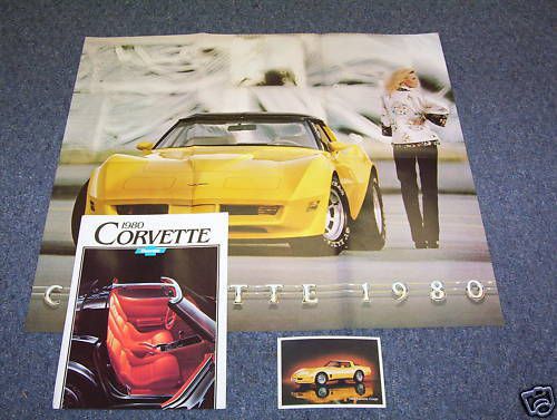 1980 corvette original 22x25 poster brochure / sales catalog plus postcard