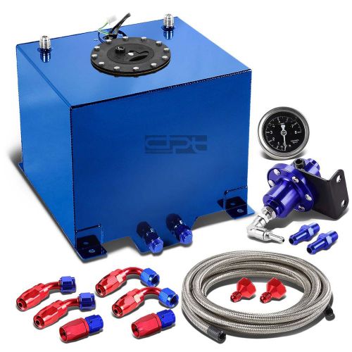 5 gallon aluminum fuel cell tank+cap+oil feed line+1:1 pressure regulator blue