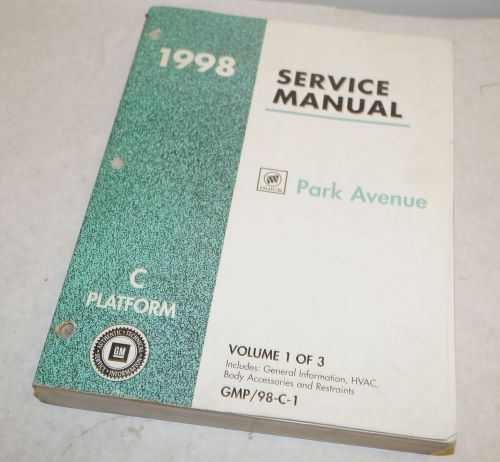 1998 buick park avenue oem service shop manual - volume 1 hvac body restraints