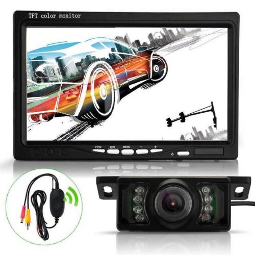 7&#034; tft lcd car rear view backup monitor+wireless parking night vision camera kit