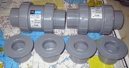 1 1/2&#034; tc series threaded/socket cpvc true union ball check valves qty of 2 (w)