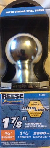 1 7/8&#034; reese chrome hitch ball 3/4&#034; shank, 1 1/2&#034;length, 2000lb capacity # 72801