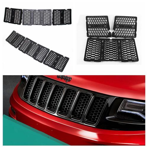 Front honeycomb matte mesh grille inserts cover trim kit for jeep grand cherokee