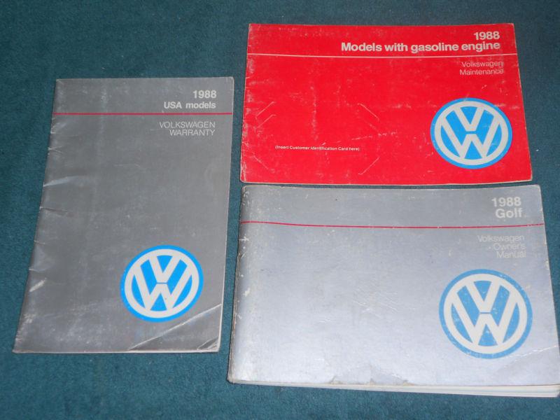 1988 volkswagen golf owner's manual set / original guide book set