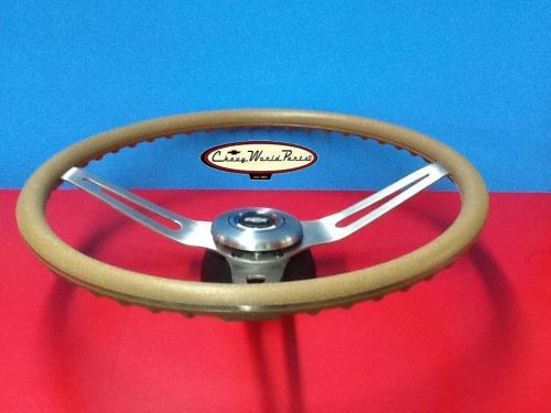 Camaro chevelle nova 3 spoke comfort grip 15&#034; steering wheel kit  saddle color