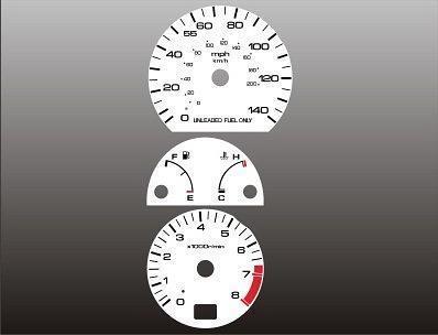 1990-1991 honda prelude instrument cluster white face gauges 90-91