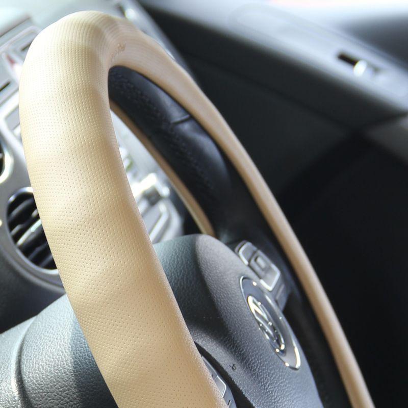 Light tan pvc leather steering wheel wrap cover nissan mit benz 14"-15" 38cm