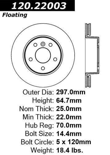 Centric 120.22003 front brake rotor/disc-premium rotor