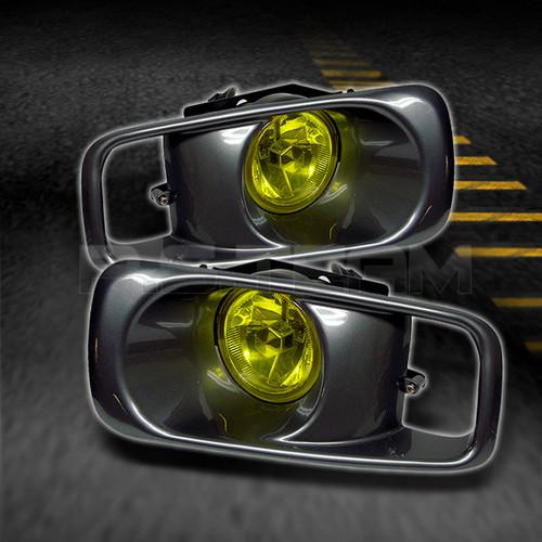 99-00 honda civic 2/3/4dr bumper jdm yellow fog lights lamps+switch left+right