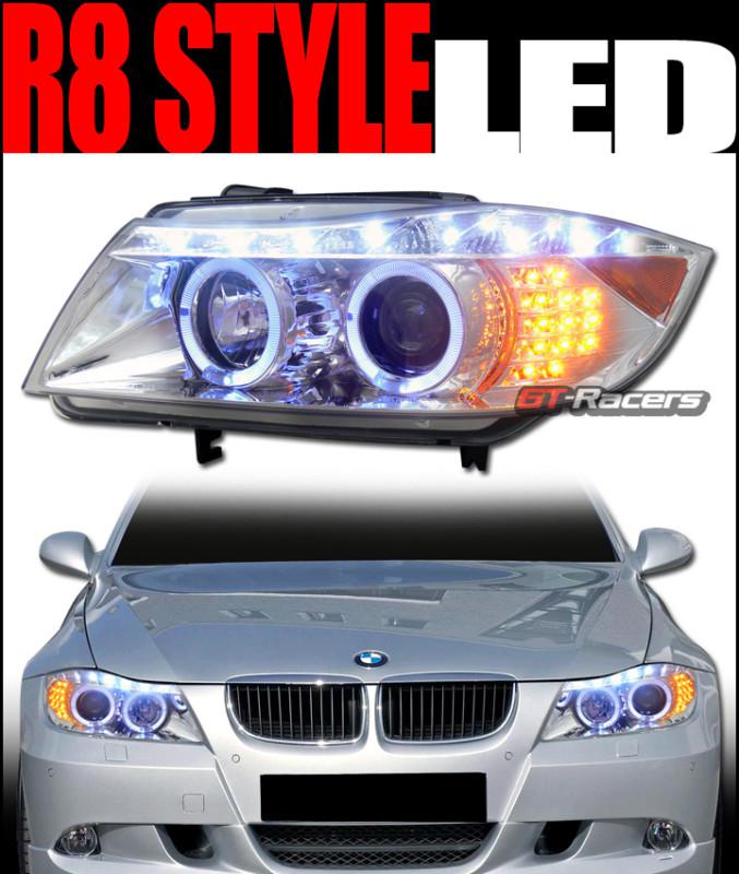 Chrome daytime led halo projector head lights signal v2 2006-2008 bmw e90 4d/4dr