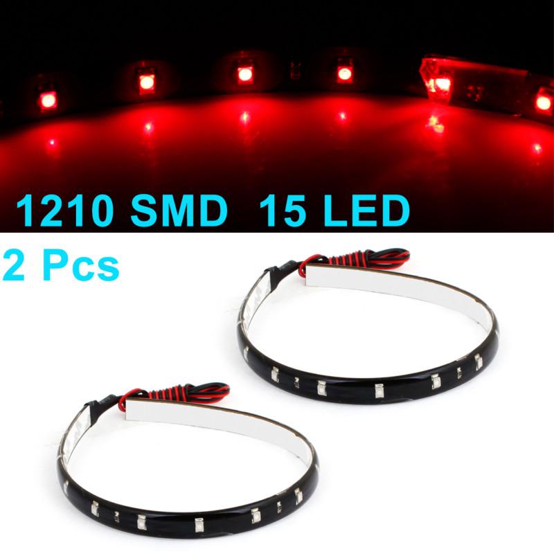 2pcs self adhesive red 15 3528 1210 smd car flexible led strip light decor 30cm