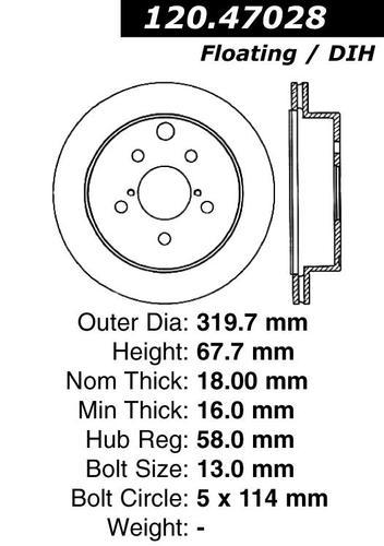 Centric 120.47028 rear brake rotor/disc-premium rotor-preferred