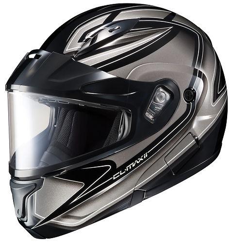 Hjc cl-max ii zader snowmobile dual lens shield helmet black grey white 2xl