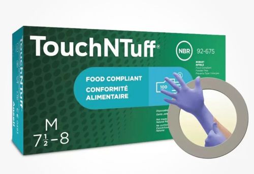 1000 ansell 565718 glove touchntuff 92-675 nitrile medium 7 1/2 - 8