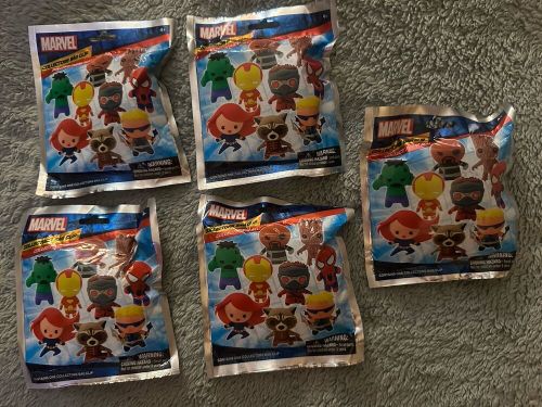 5, brand new marvel comics superhero power figural 3d keyring keychain lot of 5