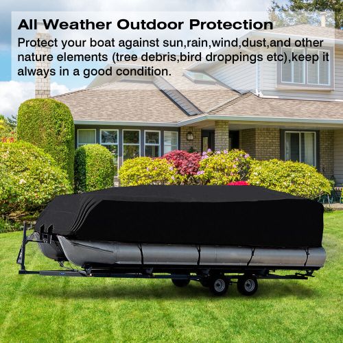 210d heavy duty waterproof trailerable v-hull boat cover 17-19ft + storage bag