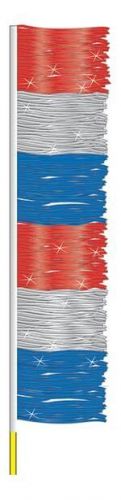 Ground pennants 6&#039; fiberglass pole - red, silver &amp; blue 11&#034; wide metallic fringe