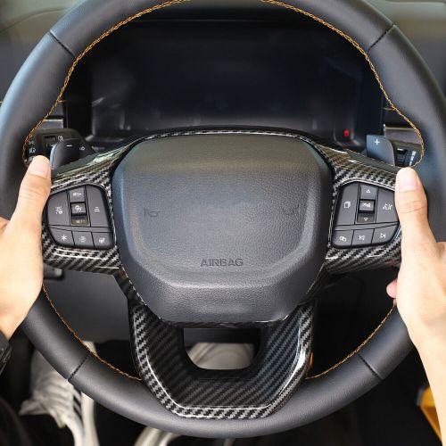 Carbon fiber abs interior steering wheel panel cover fit for ford ranger 2023-24