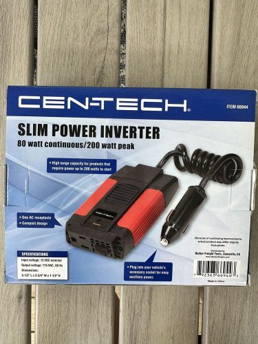 Cen-tech slim power inverter 80 watt continuous / 200 watt peak #66944 w/usb new