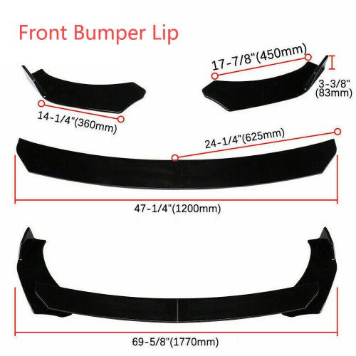 Front bumper lip spoiler splitter body kit glossy black for chevrolet malibu