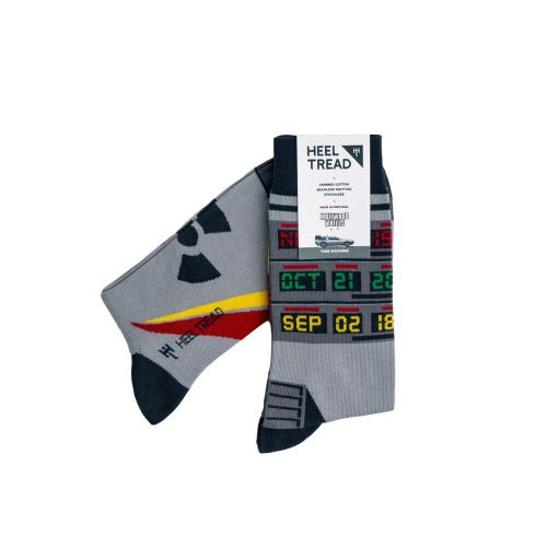 Heel tread automotive icons socks, delorean time machine - uk 8-12 / eur 41-47