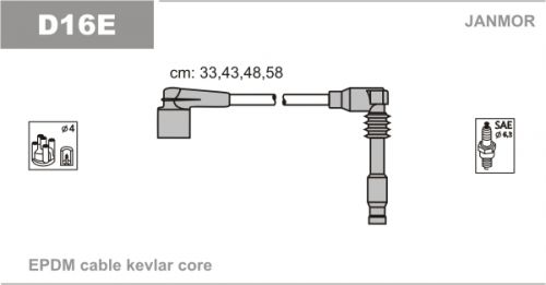 Ignition line set janmor d16e for daewoo-