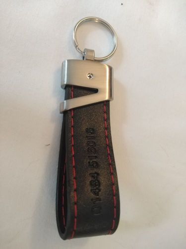 Stainless steel and black leather landrover key ring (huddlesfield)