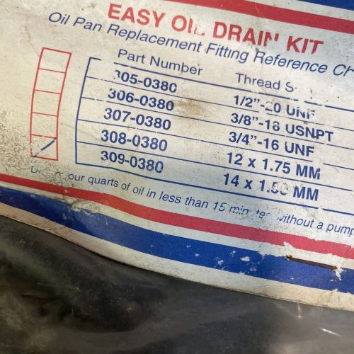 Easy oil drain kit-mpi 309-0380 14mm-1.5 tread size